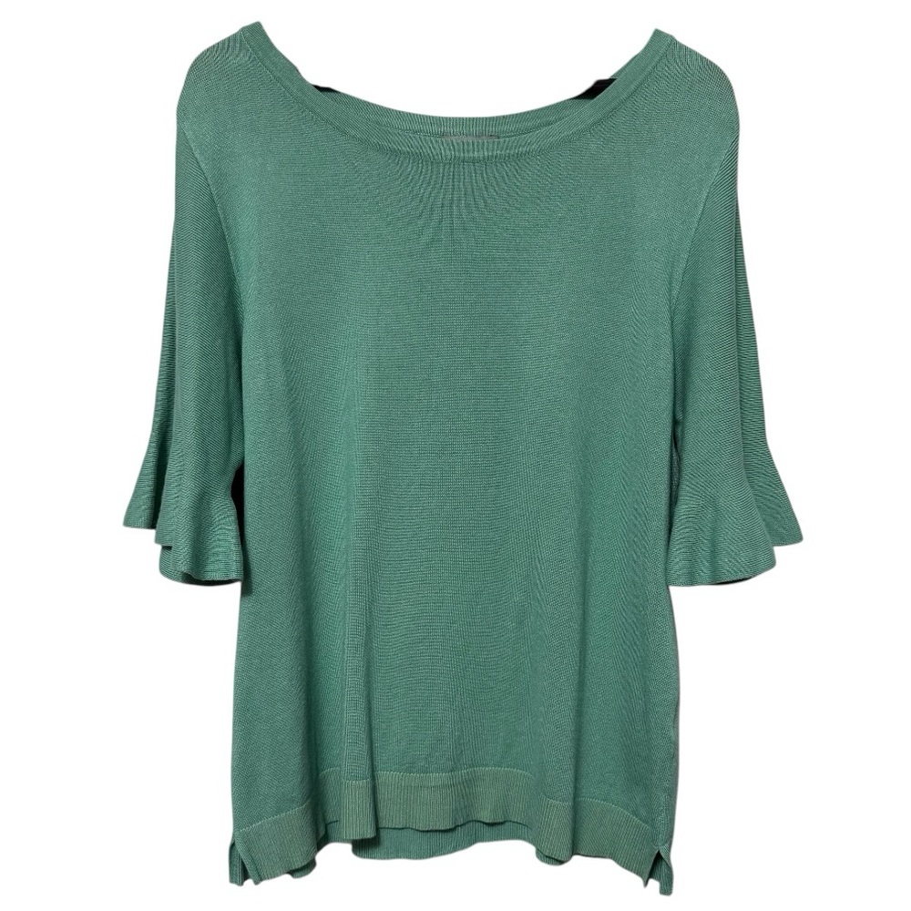 NWT Joseph A. Women’s Size M Medium Ruffle Short Sleeve Knit Sweater Crew Neck
